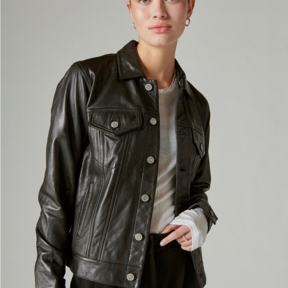 Lucky Brand Leather Trucker Jacket BNWT